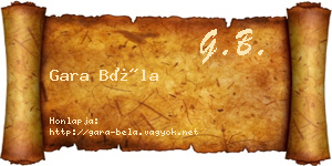 Gara Béla névjegykártya